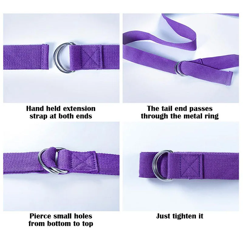 183*3.8cm Yoga Strap Cotton Exercise Yoga Belt Adjustable Woven Stretch D-Ring Buckle Fitness Stretching Bands Pilates Rope