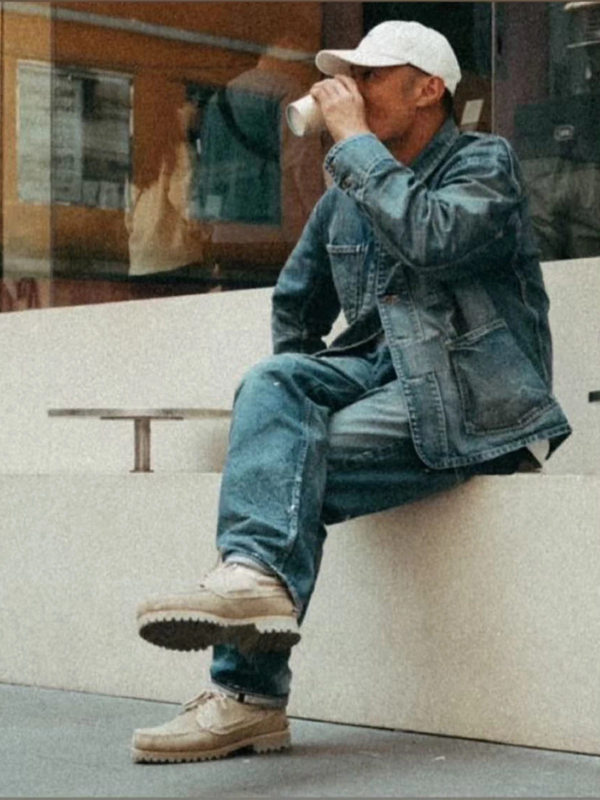 

Retro Washed Loose Men's Jeans MADNESS MDNS Japanese Style Distressed Ink Splatter Denim Pants Middle Waist Cotton 100%