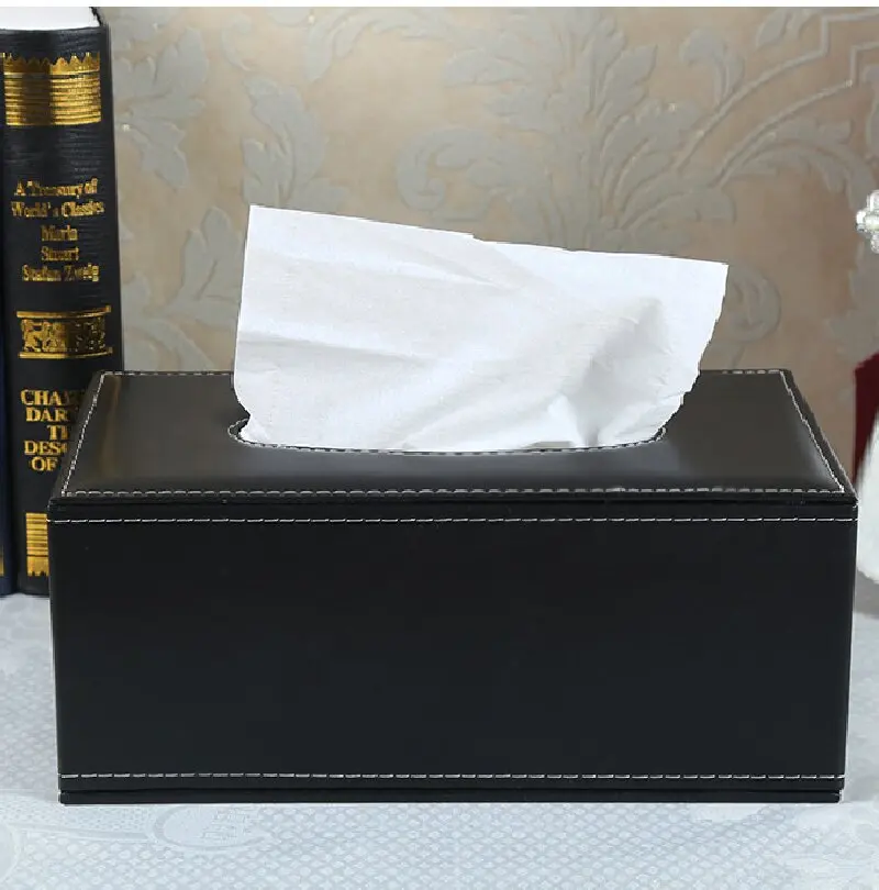 High-Quality Leather Paper Drawer, Living Room, Household Tissue Box, Creative PU Napkin Paper Box, Car Mounted Tissue Paper Box