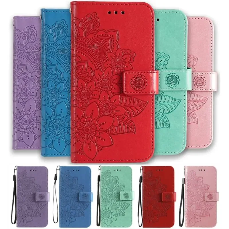 Cute Wallet Case For Apple iPhone 15 14 13 12 Mini SE 2020 X XS 11 Pro Max XR 6 7 8 Plus Petal Flower Card Slot Flip Coque D27F