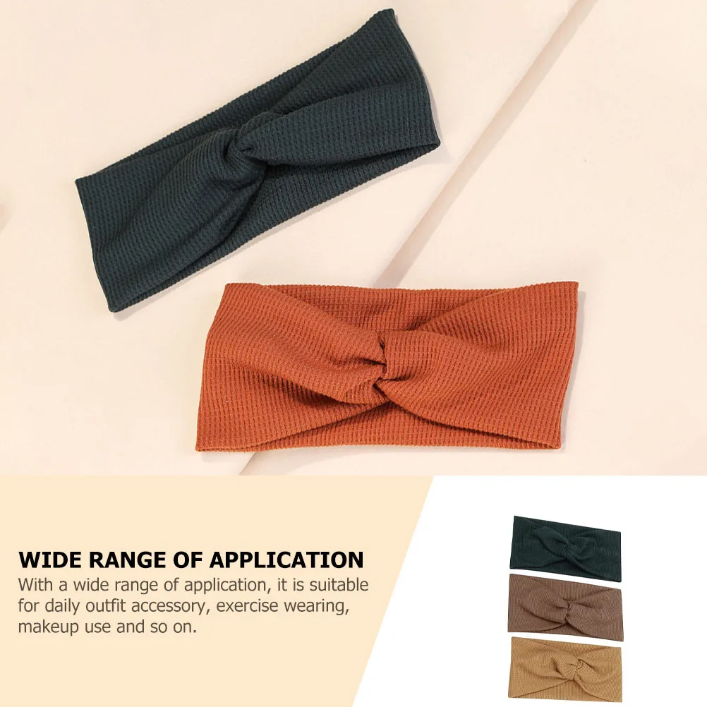 

3Pcs Elastic Cross-Knotted Hairbands Wide-Brimmed Retro Knitted Headbands Breathable Soft Fitness Yoga Exercise Daily Wear