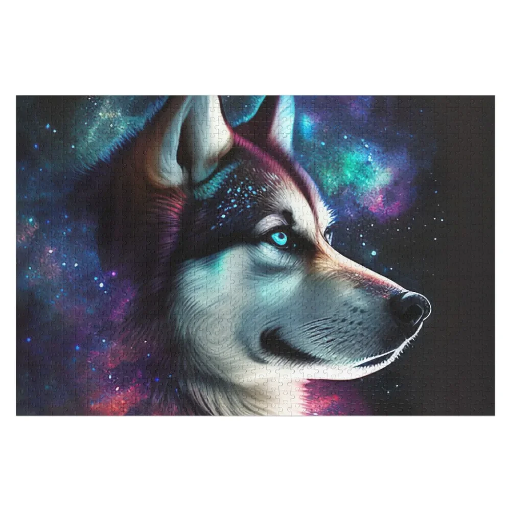 Galaxy Husky Artwork Jigsaw Puzzle Wood Animals Personalized Baby Toy Custom Name Child Toy Puzzle