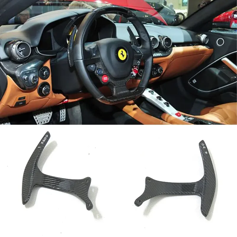 For Ferrari F458 2011-2015 Car Real Dry Carbon Fiber Central Steering Wheel Paddle Shifter Extension Auxiliary Shift