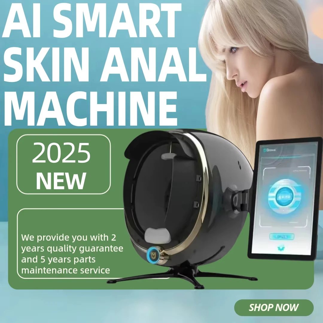 2025، أحدث أداة تشخيص الجلد ثلاثية الأبعاد، محلل الوجه 36 مليون بكسل، كاشف رطوبة البشرة، استخدام الصالون