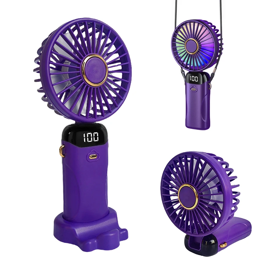 

mi Portable Personal Handheld Small Fan LED Display 90° Foldable Desk Fan with Base 6 Speed Fan For Makeup Travel Outdoor School