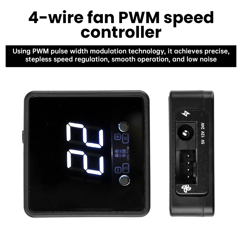R DC 24V/12V/5V Ventilador de 4 fios PWM Controle de velocidade com display digital e controlador de controle remoto Gonvernor PD QC Carregamento rápido