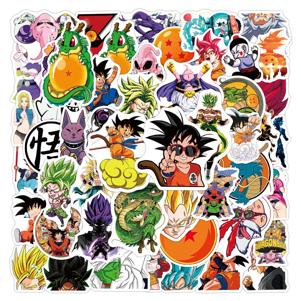 สติกเกอร์อนิเมะญี่ปุ่น ดราก้อนบอล 50/100 ชิ้น สติกเกอร์การ์ตูนเท่ๆ ซุนโกคู สำหรับตกแต่งแล็ปท็อป โทรศัพท์ กระเป๋าเดินทาง สติกเกอร์มังงะคลาสสิก