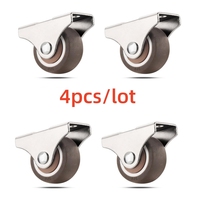 4Pcs 1inch Small Caster Wheels Low Profile Soft Rubber Wheel Rolling Castor Mini Rigid Silent Caster Wheel for Trolley Drawer