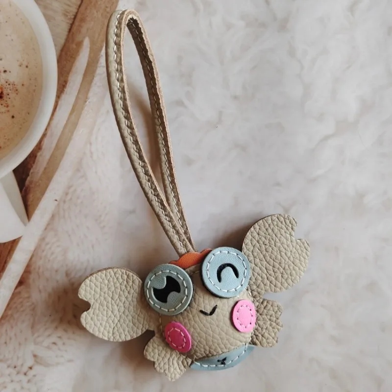 

Small Crab Style Pendant Handmade Genuine Leather Bag Charm Women's Keychain Car Ornament Gift