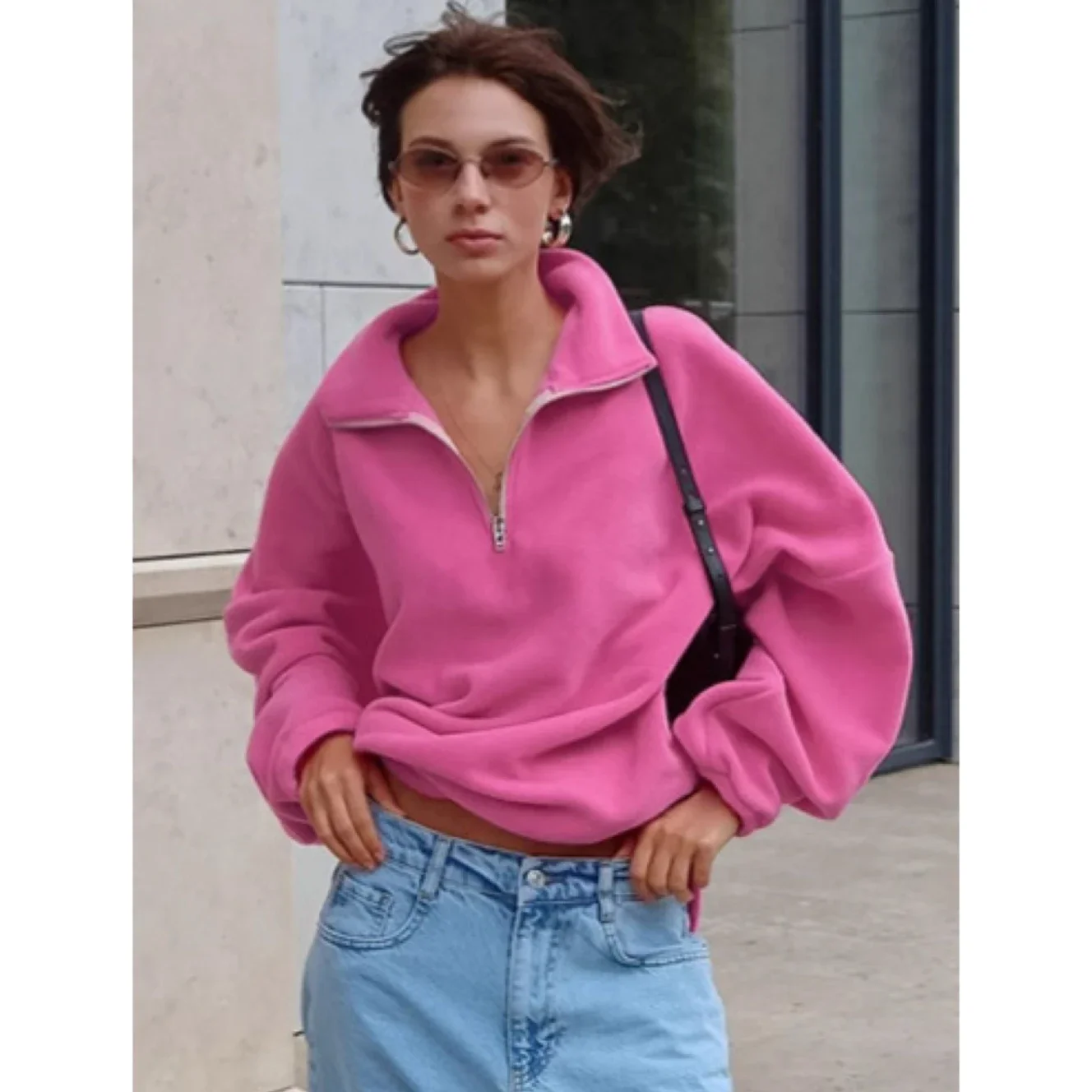 

Lapel Hoodies for Women, High Street Tops, Casual Traff Hoodies, 2024 Autumn