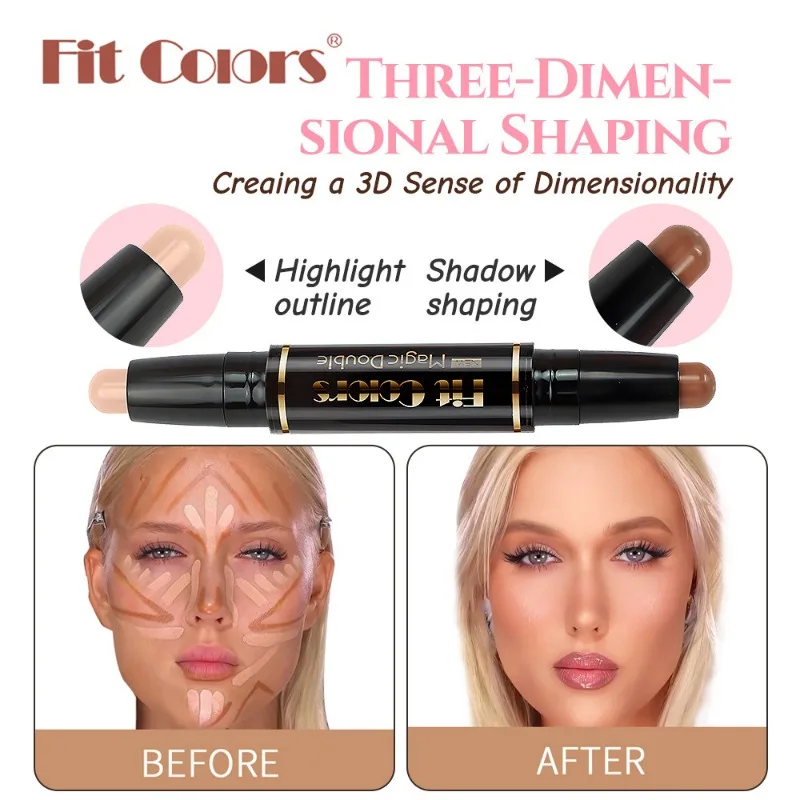 Double HEAD Highlight ปากกา Face Make Up Liquid กันน้ํา Contouring Foundation Contour แต่งหน้าคอนซีลเลอร์ Stick ดินสอเครื่องสําอาง