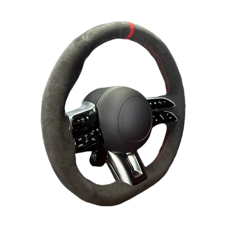 Car Steering Wheel Cover Soft Suede Leather For Mercedes benz AMG GT A35 A45 A45S C43 CLS53 E53 E63 EQE 43 Steering Wrap Cover