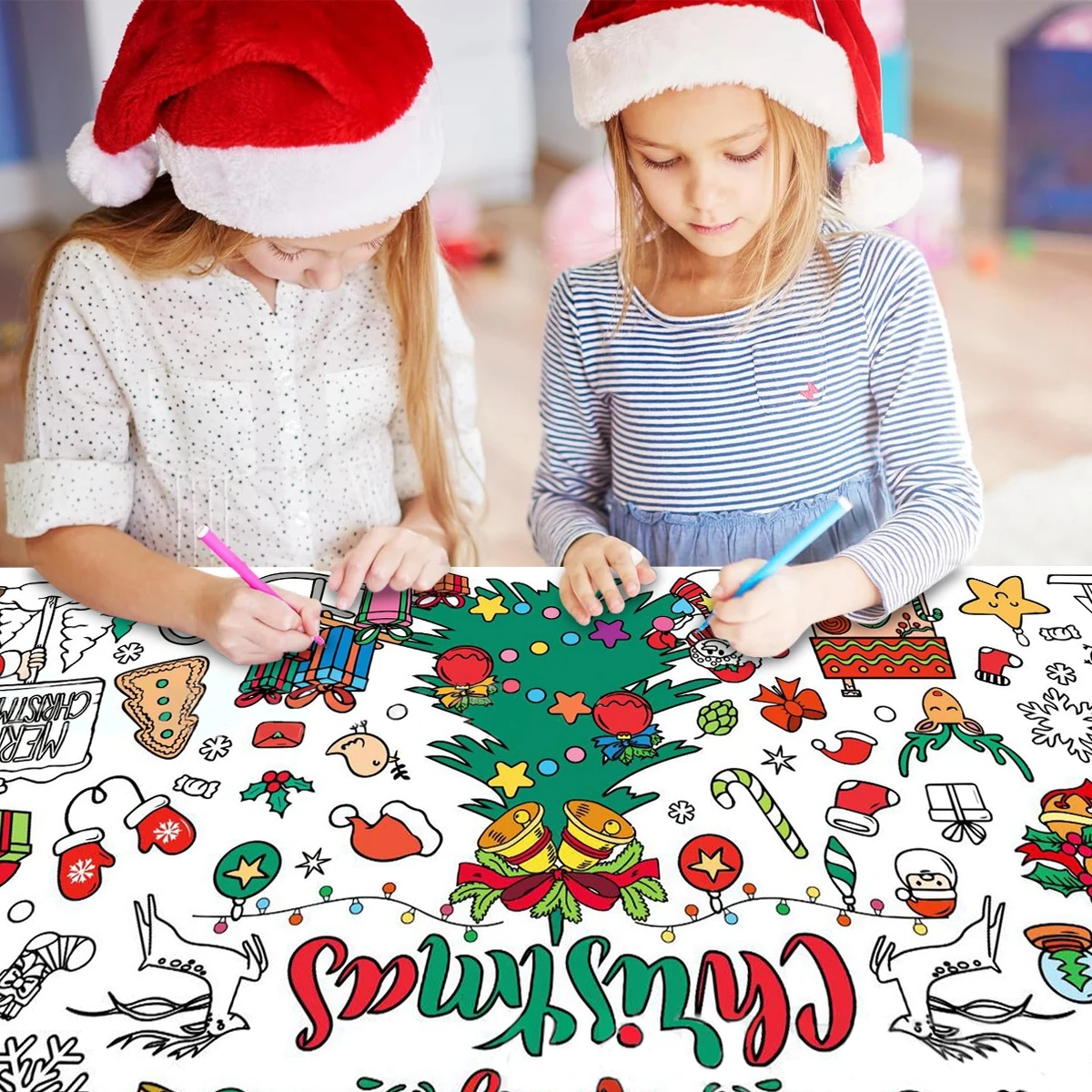 Póster para colorear gigante de Navidad, decoraciones navideñas para el hogar, adorno de Feliz Navidad, regalos de Navidad, Año Nuevo 2024, 2025