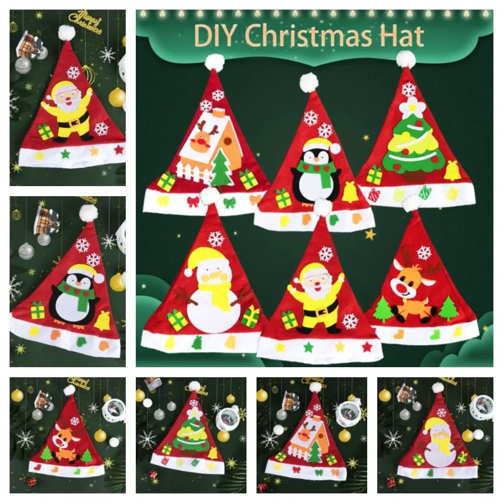 

Non-woven Fabric Handmade Santa Hat Elk Santa Claus DIY Christmas Hat Toy Kriss Kringle Father Christmas Kriss Kringle Hat