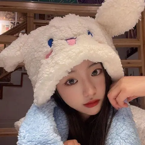 

Sanrio super cute hat scarf Gloves One three-in-one Hat Kuromi scarf My Melody Gloves Coral Fleece Cinnamoroll Hat