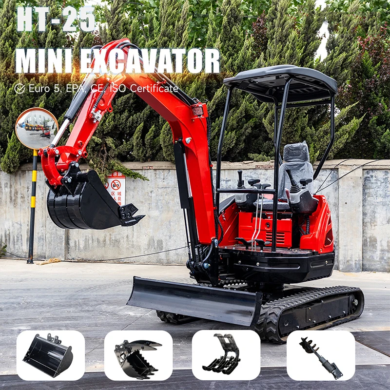 Compact Tracked Excavator Fully Hydraulic Pilot-Operated Excavator Multi-Purpose Excavator for Agriculture/Earthmovi(Customized)