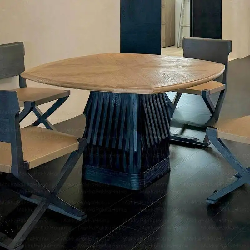 Juego de Decoraciones para Mesa de Comedor, Sillas de Diseño, Mesa de Comedor de Madera Maciza, Muebles para Sala de Estar, Restaurante, Mesa Comedor Redonda