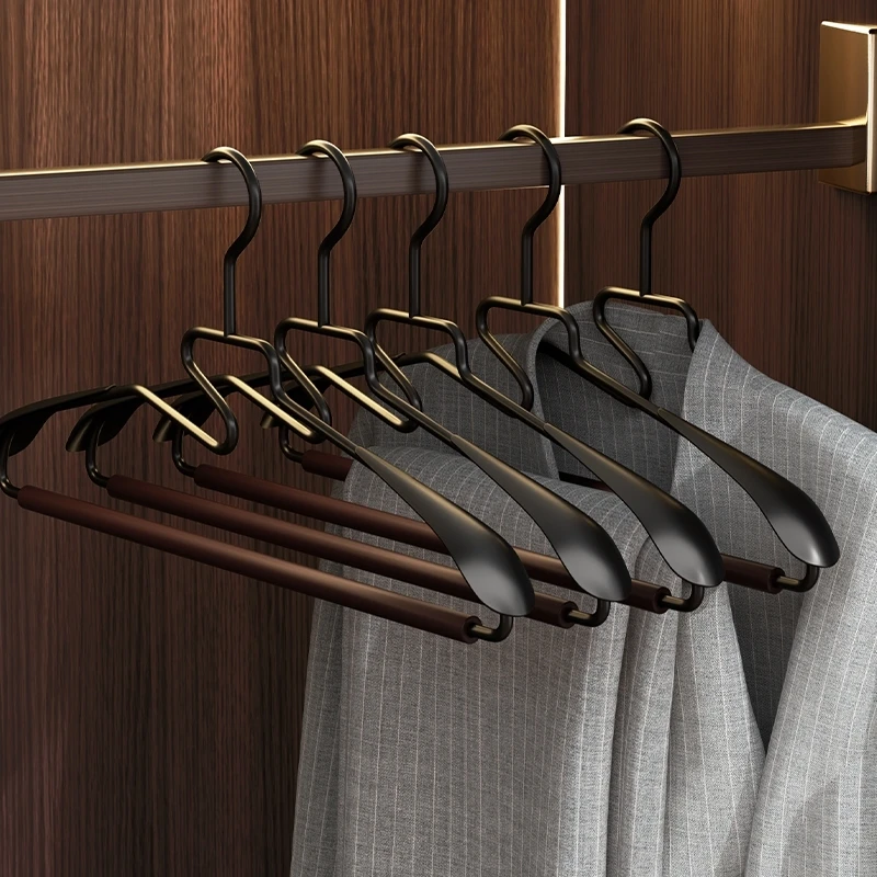 ‌Premium Beech Wood Hangers Non-Slip Suit Storage Luxury Garment Care System Anti-Wrinkle Closet Organizer with Collar Protector