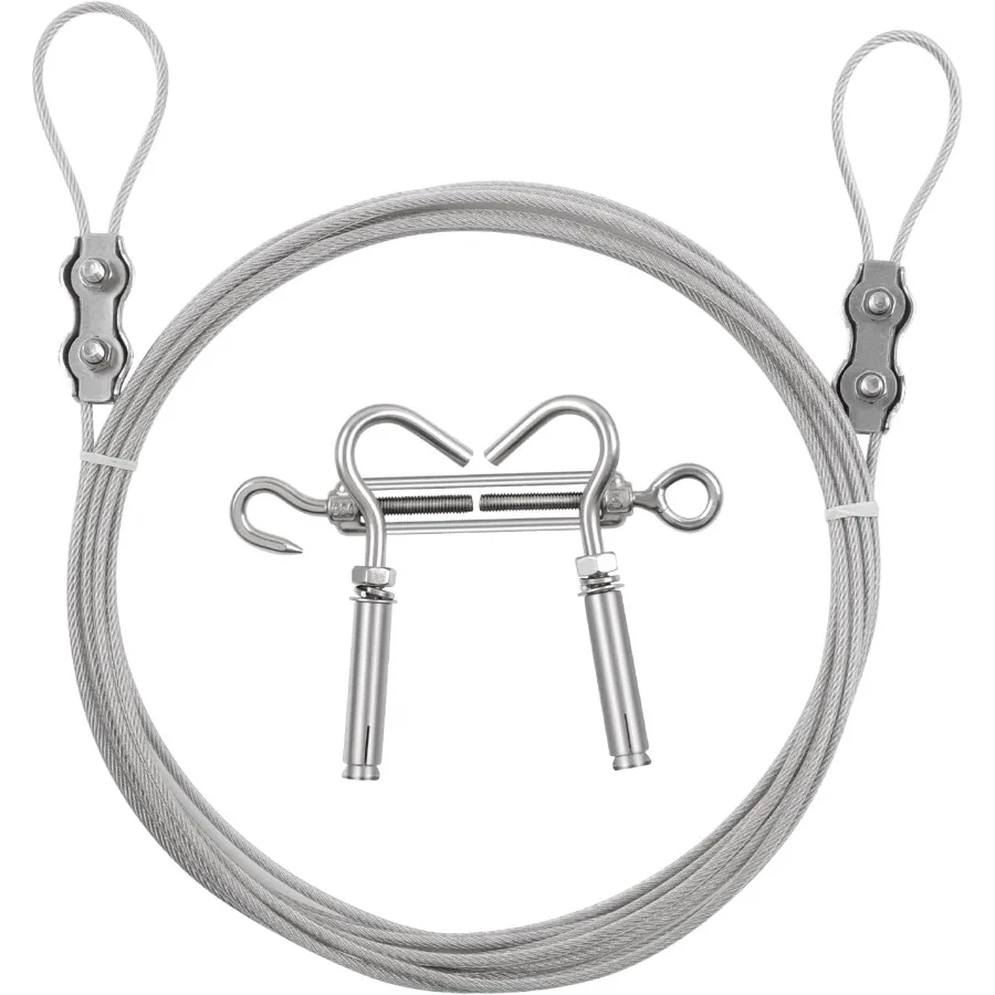 10.8FT 3.3M خطوط ملابس من الفولاذ المقاوم للصدأ لتعليق الملابس خارج حبل الغسيل الثقيلة لستارة سلكية معلقة يندبروف