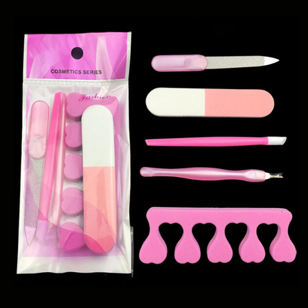 5개입 매니큐어 세트 네일 아트 도구 천연 아크릴 손톱용 홈 살롱용 페디큐어 키트 버퍼 파일 스틸 푸셔 폼 블록