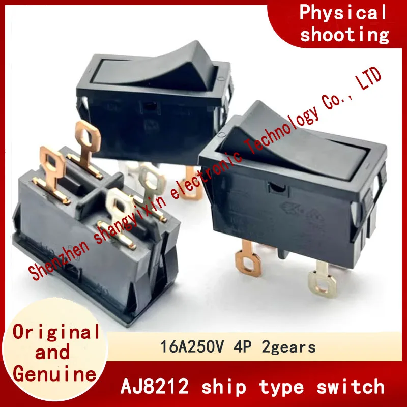 Original imported AJ8212 high current ship type 4 pin 2 gear warped power rocker arm switch 16A250V 30*15mm