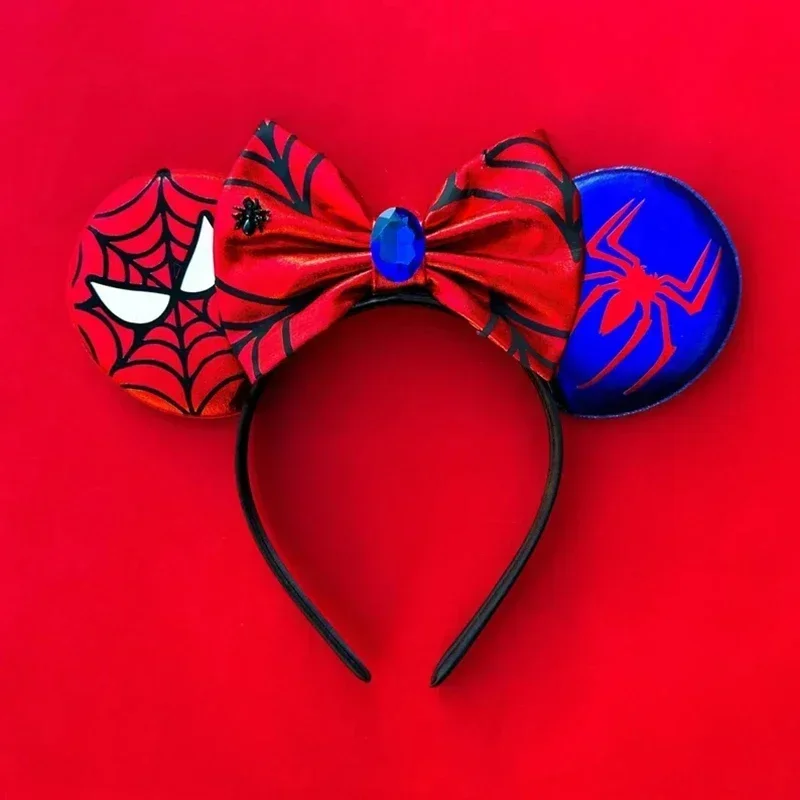 Diademas con orejas de Spiderman de Marvel de Disney para niños y niñas, diademas de cuero de Mickey Mouse, accesorios para el cabello para mujeres, sombreros para hombres y adultos