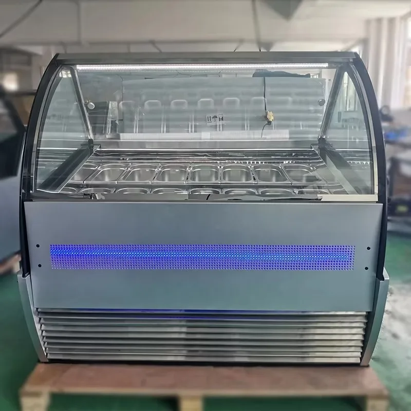 CE Gelato Ice Cream Showcase/ice Cream Display Freezer/ice Cream Refrigerator Showcase Display Gelato Display