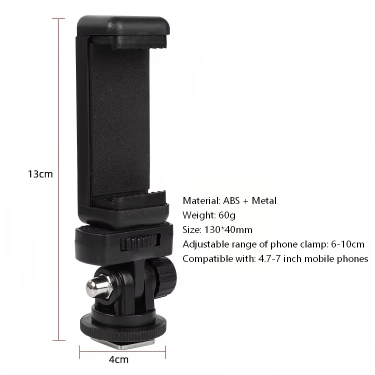 Hot Shoe Phone Clip Universal Moblie Phone Holder Bracket With Mount 1/4 Screw Tripod Monopod Stand For SLR Camera