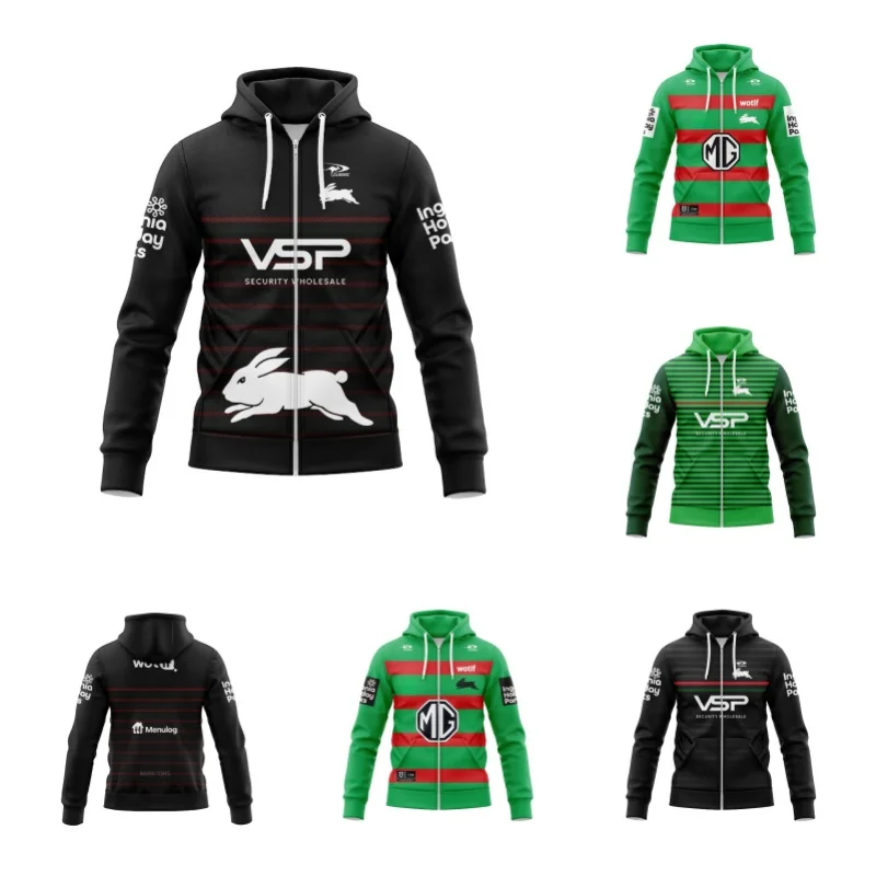 

2024 Zip Hoodie South Sydney Rabbitohs Home Away Training Rugby Jersey (Custom name and number )