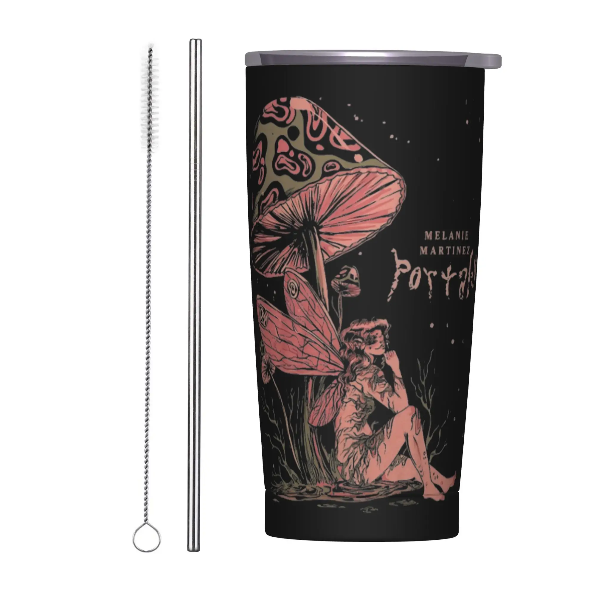 

Melanie Martinez Mushroom Tumbler Vacuum Insulated Thermal Cup with Lid Straw Smoothie Tea Mug Water Bottle