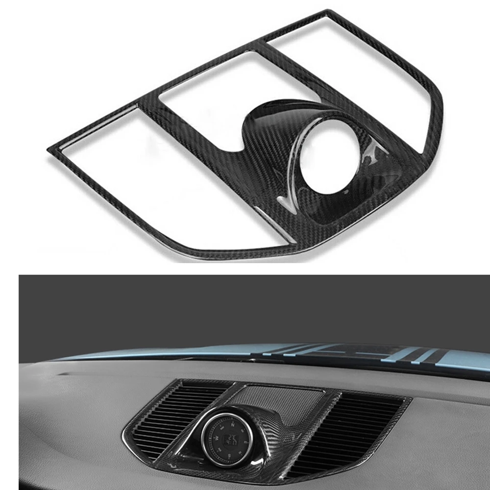 

For Porsche Macan 2014-2020 Car Dashboard Air Outlet Vent Trim Carbon Fiber Center Gauge Pod Dash Board Frame Cover Strip Bezel