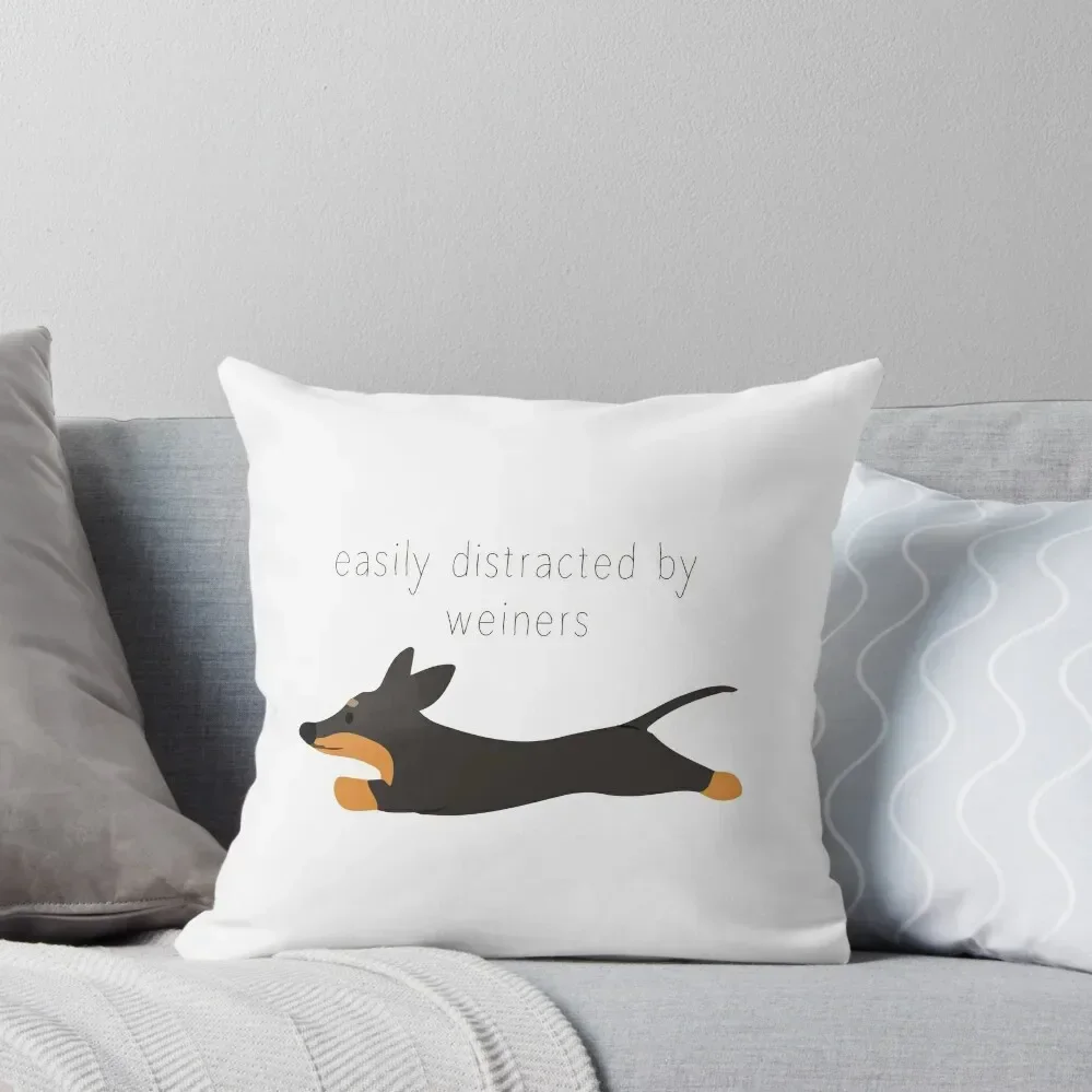 Dachshund Dog Easily Distracted By Wieners Throw Pillow Luxury Sofa Cushions pillow cover luxury pillow