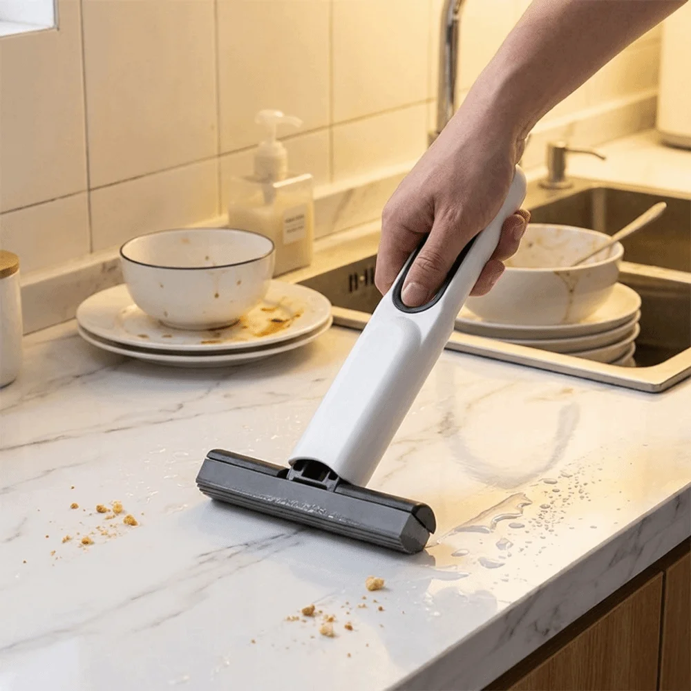 No-Rinse Mini Desktop Mop Sponge Absorbent Folding Sponge Head Mop Wet and Dry Dual-Use Self-Squeezing Lazy Mop