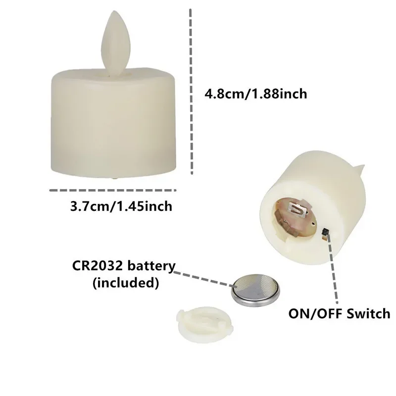 LED الشاي ضوء عديمة اللهب الخفقان الشموع التحكم عن بعد / الموقت التلقائي إلكترونيات بطارية تعمل ضوء نذري ديكور المنزل