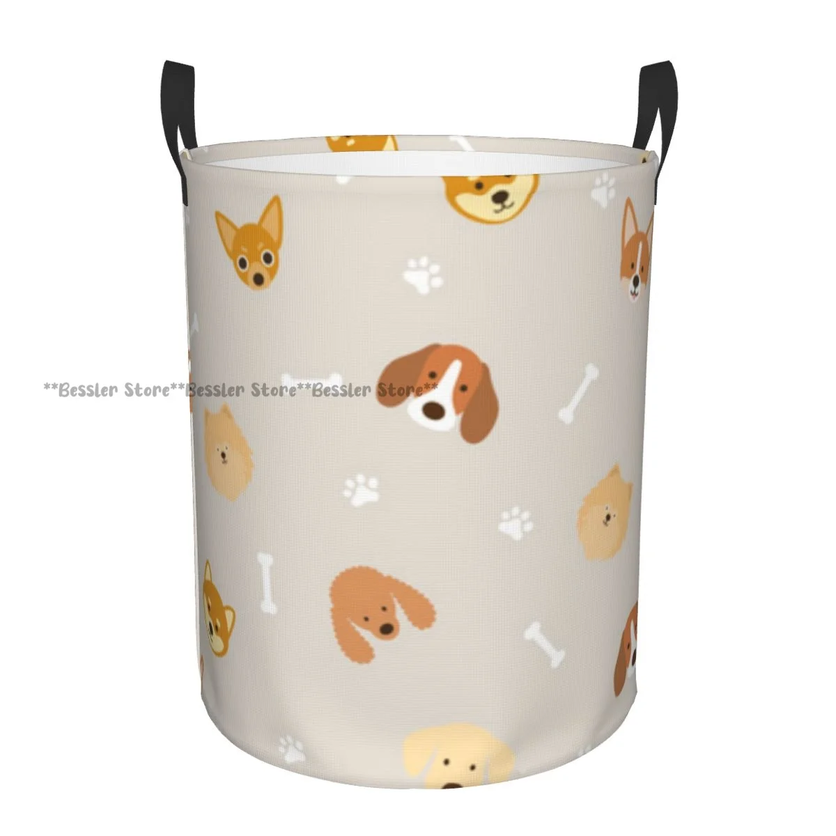 Dog Breeds Head Pattern Laundry Basket Folding Dirty Clothes Toys Storage Bucket Household