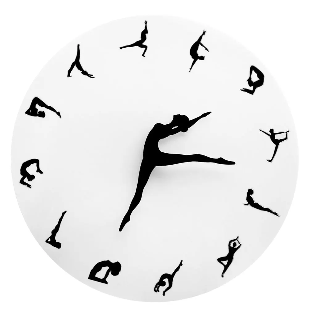 

1Pcs Silent Wall Clock Yoga Posture Eco Friendly Hanging Clock for Home Room Bedroom Living Room Decor