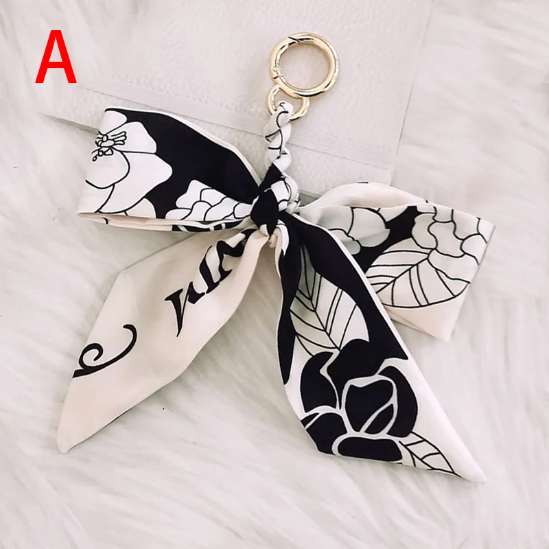 New Weave Silk Scarf Keychains Bowknot Pendant Bag Charm Accessories New Key Chain Rings Fashion Car Key Holder Gifts