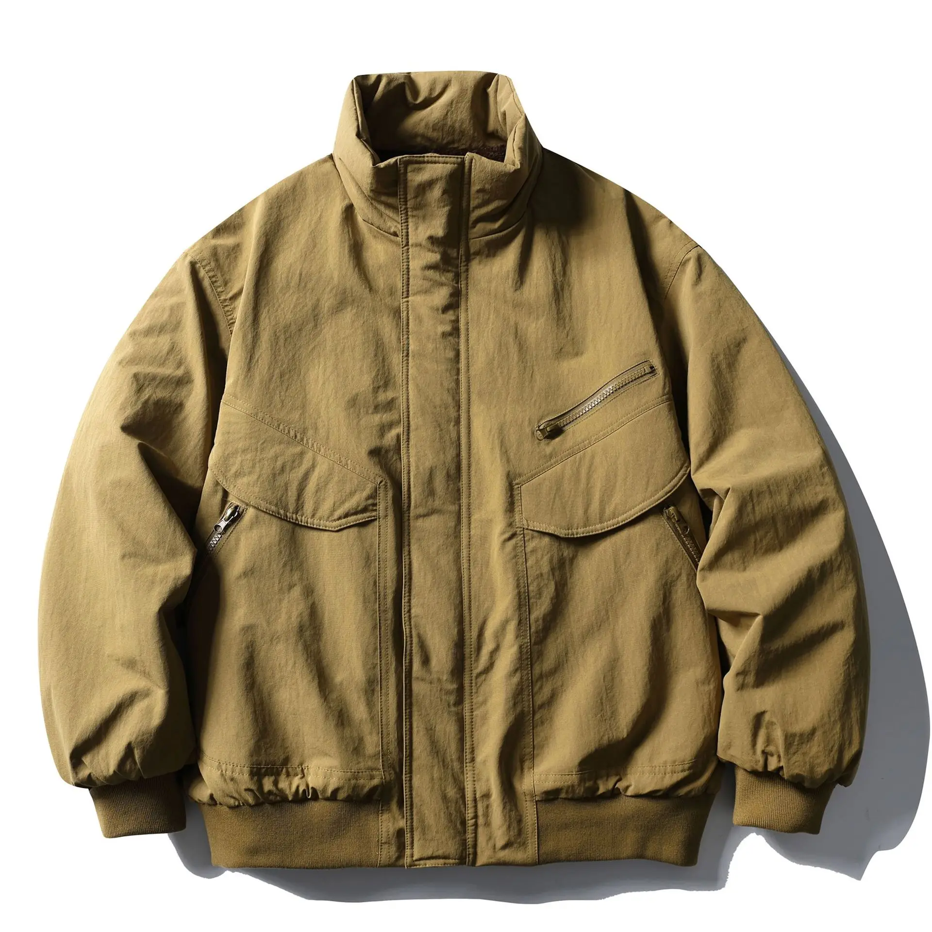 

Ретро-японская утепленная повседневная куртка-бомбер с отложным воротником, теплая хлопковая верхняя одежда, удлиненная, модный городской стиль