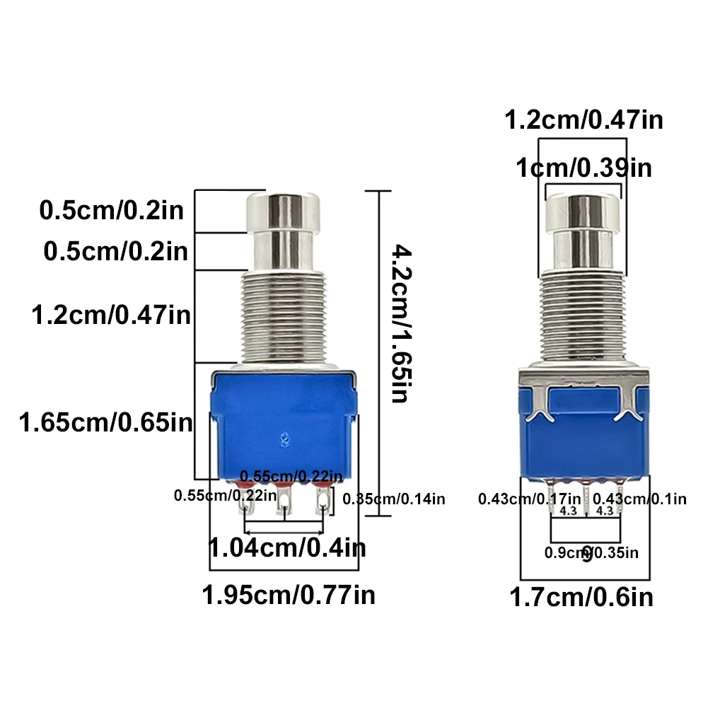 5 قطعة تأثير الغيتار دواسة 3PDT Footswitch 9 دبوس صحيح الالتفافية لحام العروات تأثيرات الغيتار دفع زر Footswitch الغيتار الملحقات #6