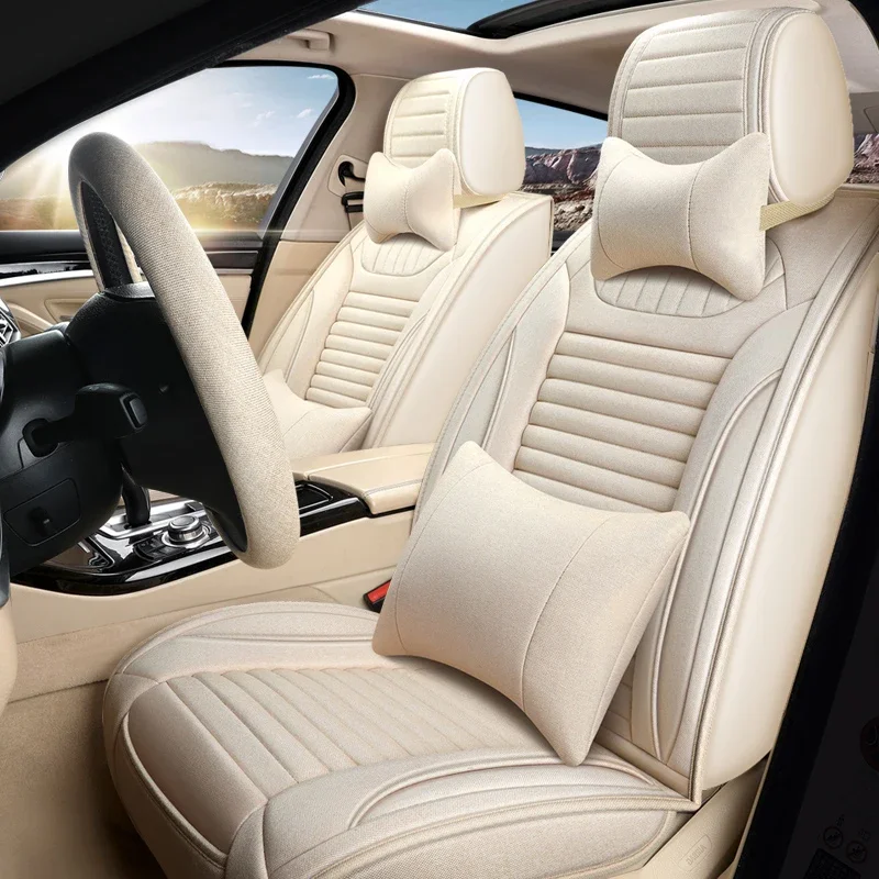 Factory Direct Beige Luxury Full Set Leather Car Covers Seat Cover