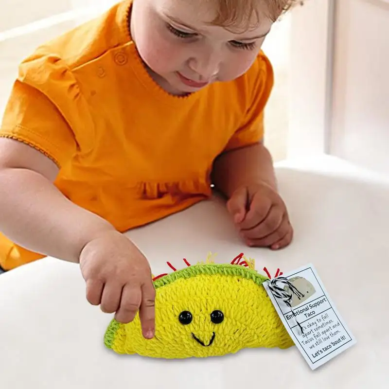 Emotional Support Plush Taco Inspirational Knitted Doll Ornament Funny Positive Emotional Support Cute Plush Doll With Card For