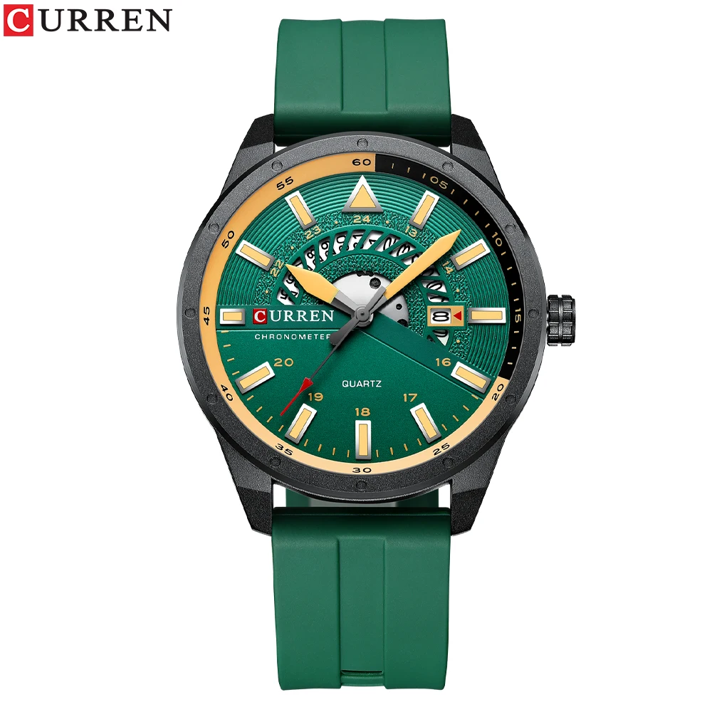 CURREN Heren Horloges Topmerk Luxe Quartz Horloge Mannen Mode Siliconen Band Leger Waterdicht Mannen Polshorloge Relogio Masculino