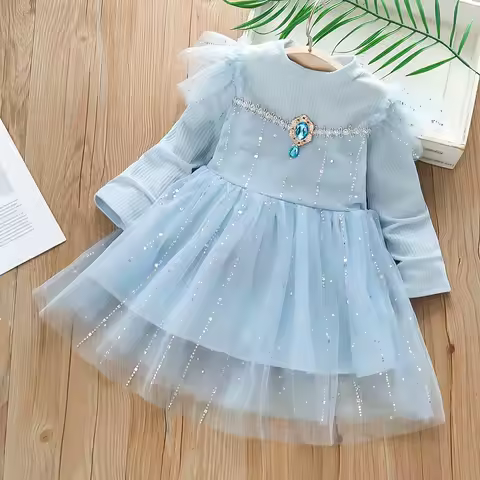 Girls Casual Dresses Long Sleeve Princess Dress Kids Clothes Girls 2 To 6 Years Kids Dress Evening Dresses Elegant