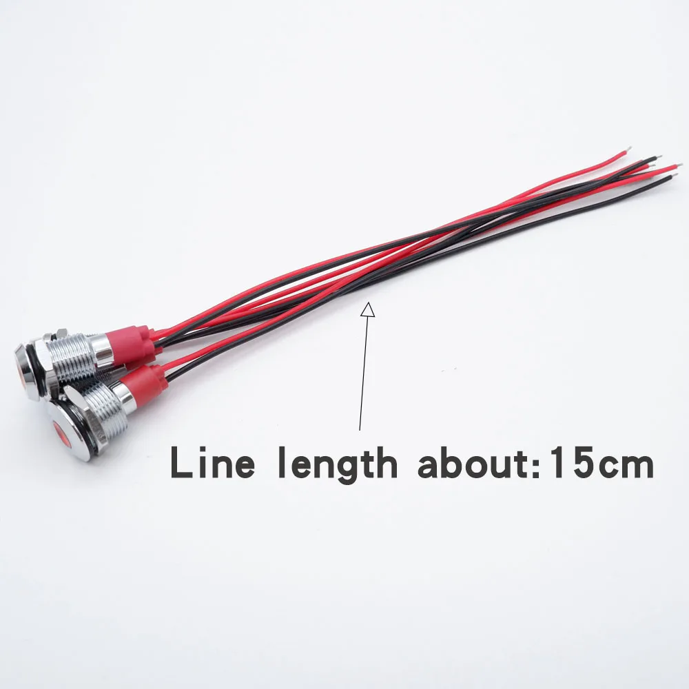 Metal Indicator Light Signal Lamp LED Lamp 6/8/10/12mm With Wire 16/19/22mm No Wire 3-6V 12-24V 110-220V Red Green Blue Orange