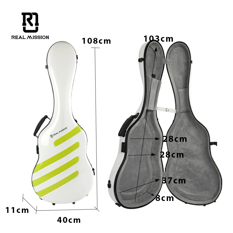 Fluorite Real Mission Fiber Glass Classical Guitar Case Waterproof and Durable Musical Instrument Case Manufacture Guitar Case