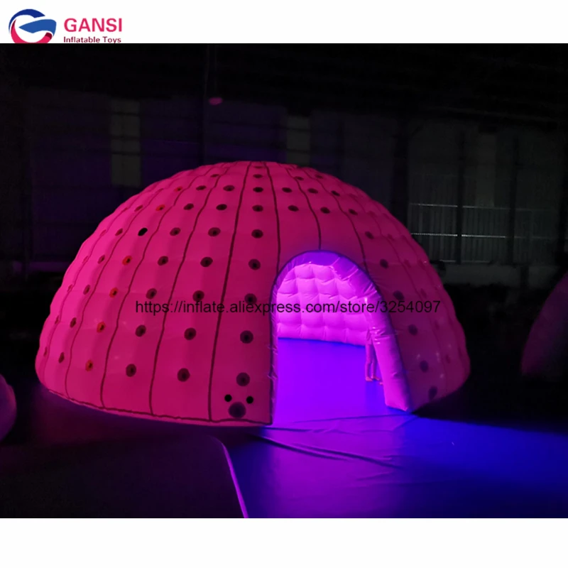 Event activity led inflatable camping igloo tent outdoot lighting inflatable dome house with air pump