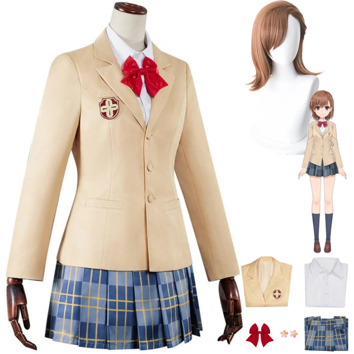 Anime A Certain Scientific Railgun Misaka Mikoto Cosplay Costume Wig Japanese JK School Uniform Skirt Woman Kawaii Campus Suit