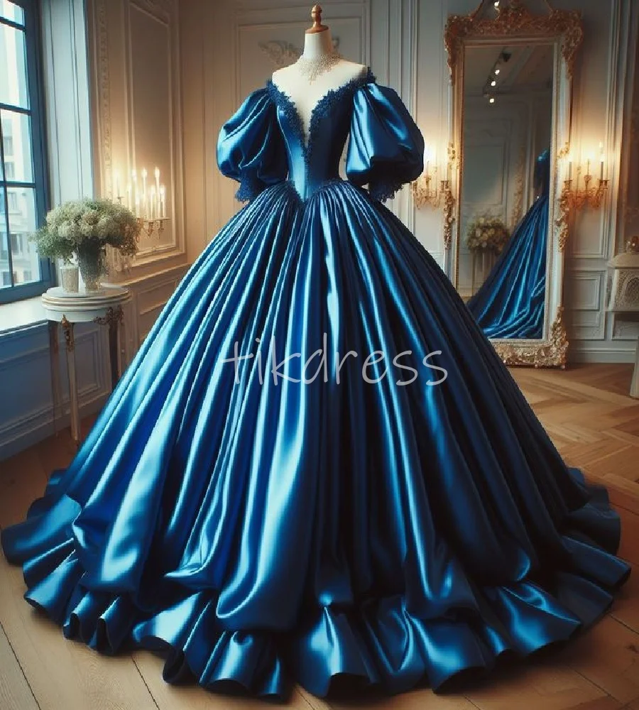 

Ball Gown Blue 1890s Prom Dress Puff Sleeve Lace Victorian Evening Dress Medieval Halloween Birthday Party Wear 2025Customized