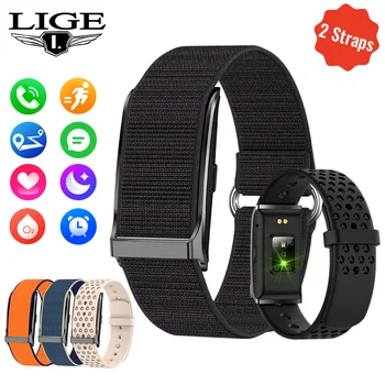 LIGE สมาร์ทวอท์ชผู้ชายผู้หญิงฟิตเนสสร้อยข้อมือสมาร์ทกีฬา Heart Rate เครื่องวัดความดันโลหิตนาฬิกามัลติฟังก์ชั่นกันน้ํา