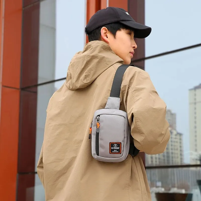 Men's Oxford Cloth Shoulder Bag Fashionable Outdoor Multifunctional Small Backpack Portable Travel Crossbody Bag Chest Bag